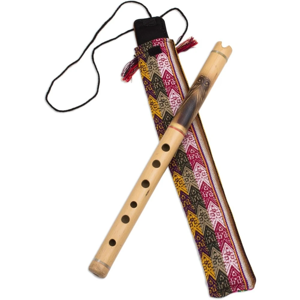 Bamboo Flute and Textile Carrying Case 15