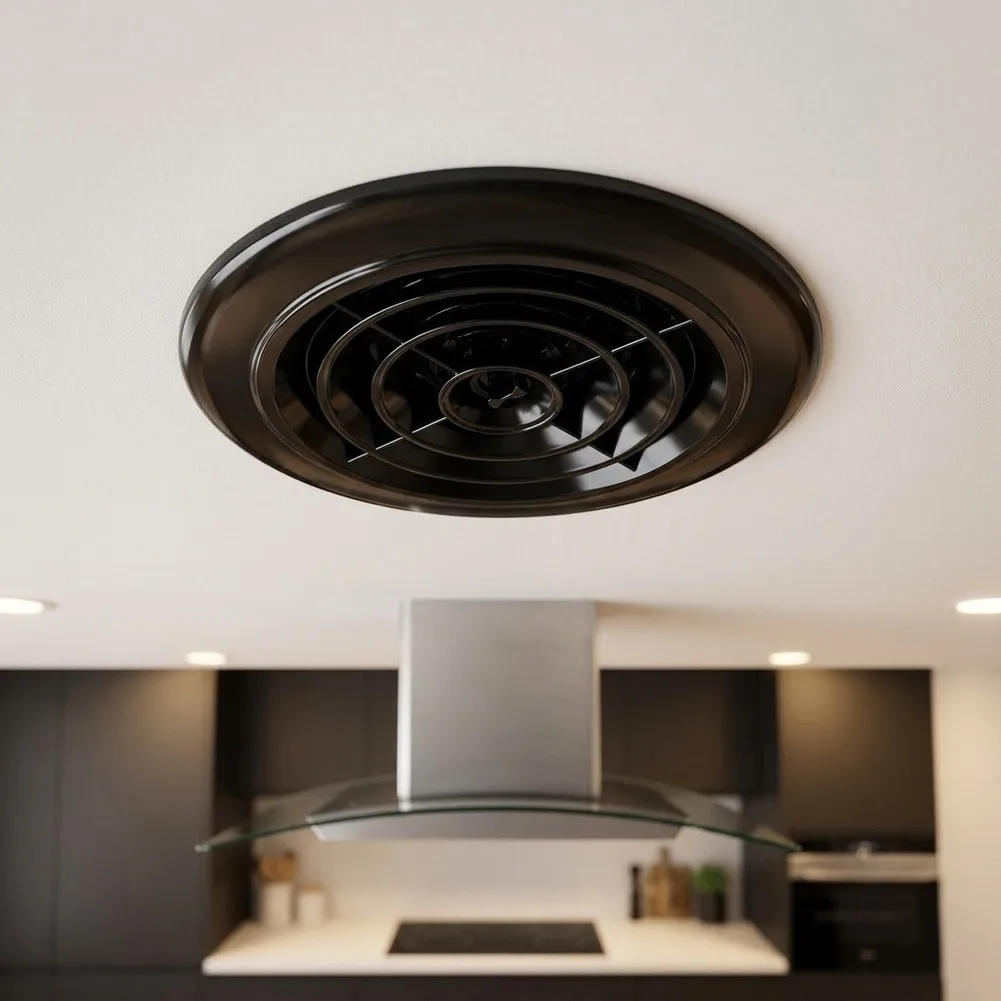 New Kitchen Living Room Duct Supplies Black 8 Inch Rotating Vent Cover With Mesh Grate For Home Decor Air Ventilation Accessory