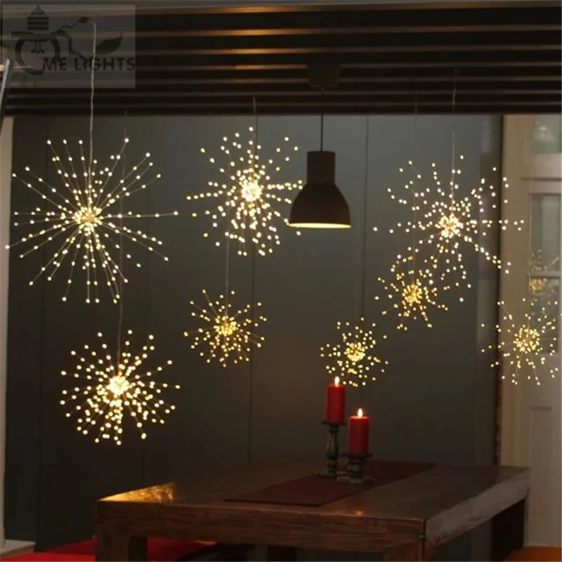 Imagem -03 - Livre Firework Fairy String Lights 200led Modos Estrela de Explosão Fio de Cobre Guirlanda de Natal Jardim Decoração de Férias ao ar