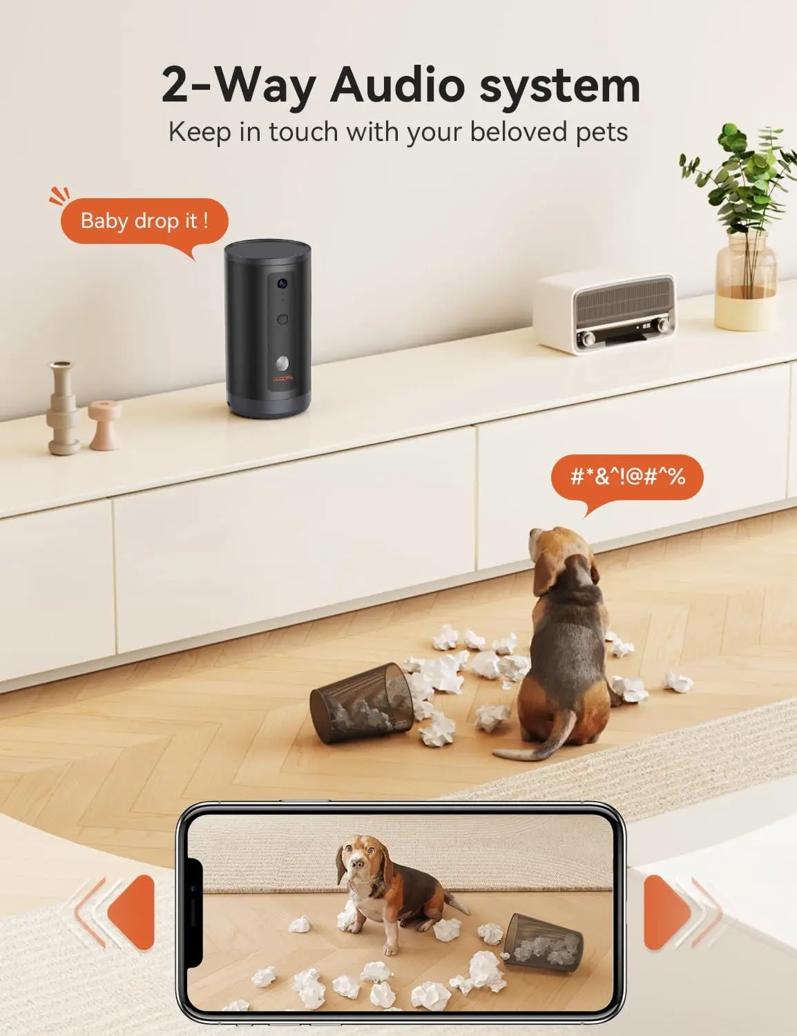 Câmera para cães e gatos, Pet Camera, Tratar Dispensação para cães