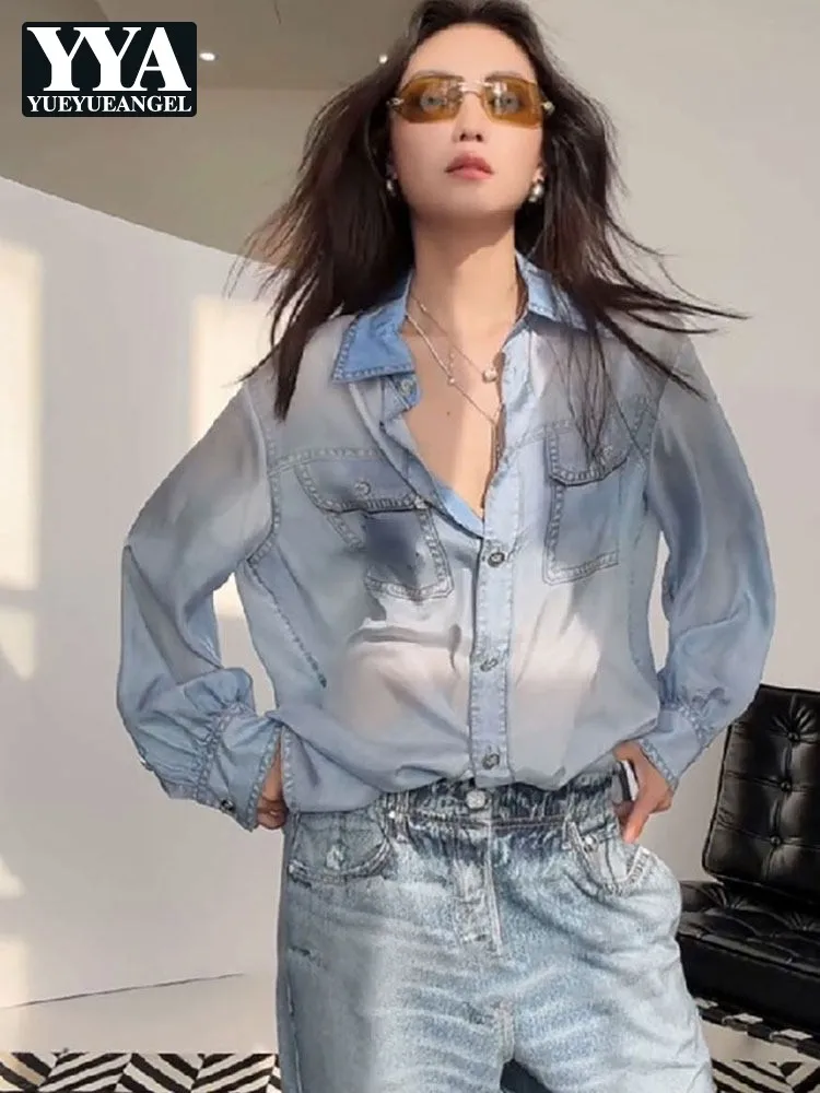 

Винтажная женская свободная рубашка с длинным рукавом на одной пуговице, весенне-летняя, удобная, для офиса и повседневной носки