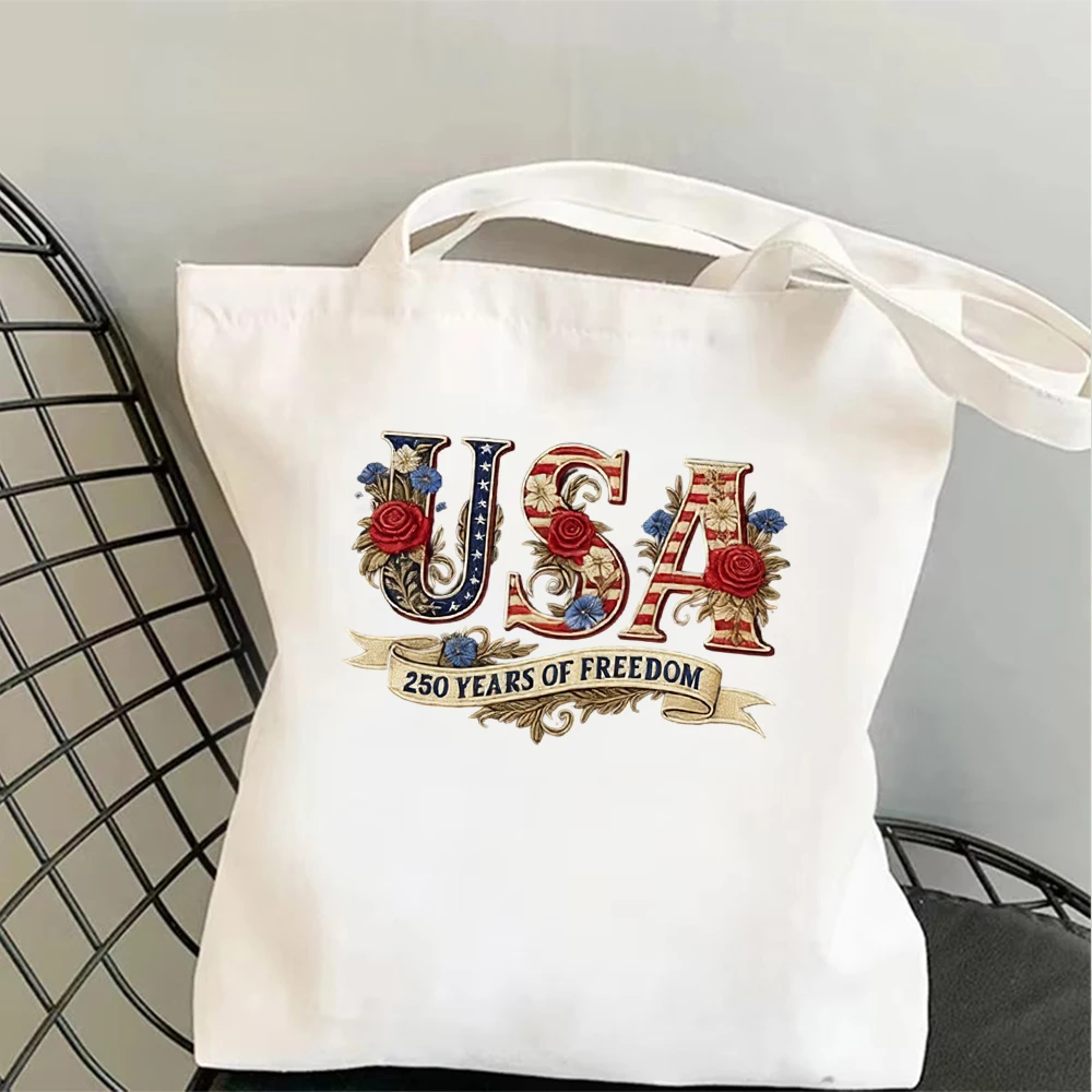 

Distressed American Flag Tote Bag Vintage Style Canvas Shoulder Bag Patriotic Gift 1776 2026 Independence