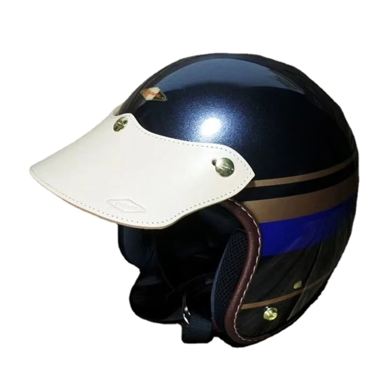 Viseiras de capacete retrô para scooter, moto, capacetes jet, flip up, pára-brisa, chuva, proteção solar, 3 pinos, aba