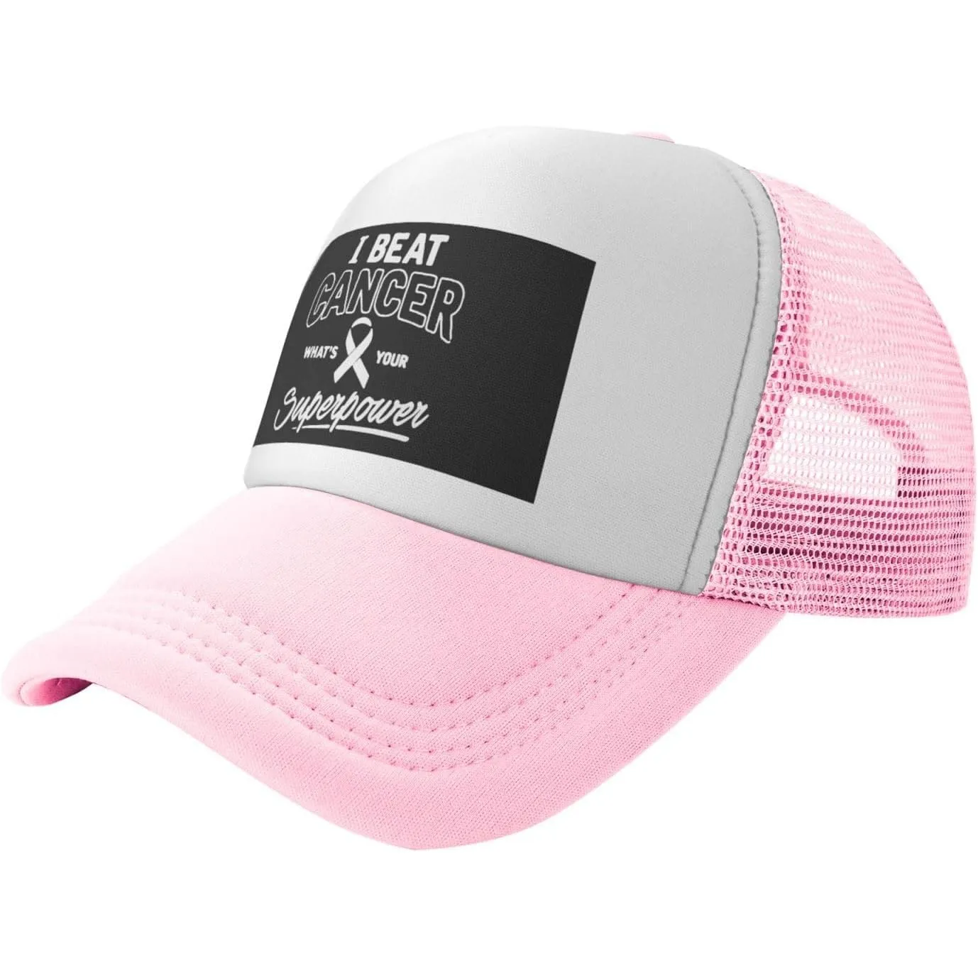 I Beat Cancer Superpower Trucker Hat Adjustable Mesh Snapback Cap Unisex Outdoor Style