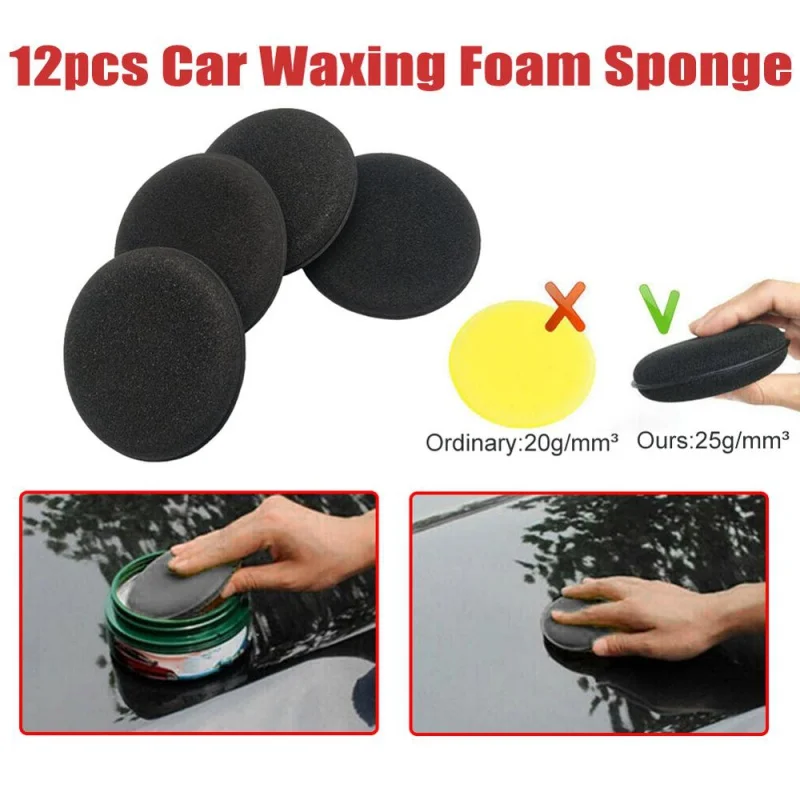 12pcs Car Waxing Polish Foam Sponge Wax Applicator Cleaning Detailing Pads Kit Vehicle Sponge Pad Care Wash Clean Towel