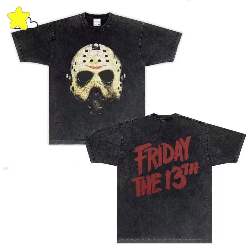 

Vintage Washed Black Cracked Skull Print Saint T-Shirt Men Women Top Quality Cotton Oversized T Shirt Summer Tee