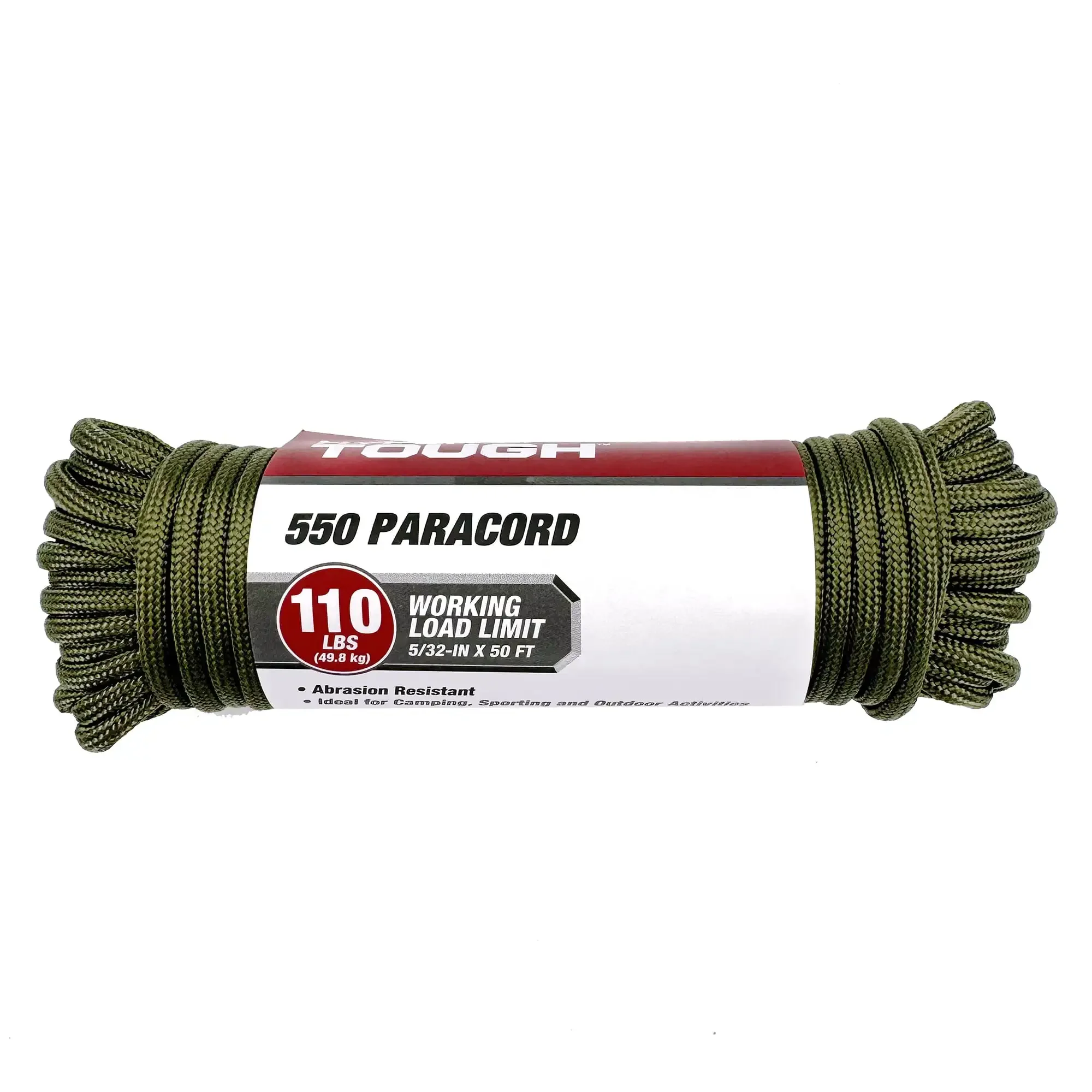 

(4 pack) 5/32 inch 550 Paracord 50 ft, Green, 4.9 oz