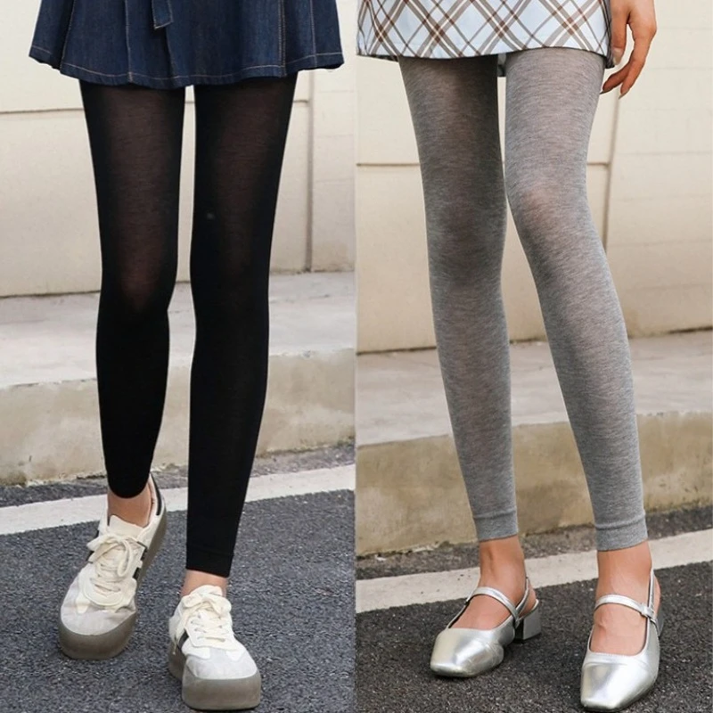 New Spring Summer Thin Skinny Tights for Women Stretchy Casual Ankle-length Tights Workplace Lady Knitted Matte Finish Pantyhose