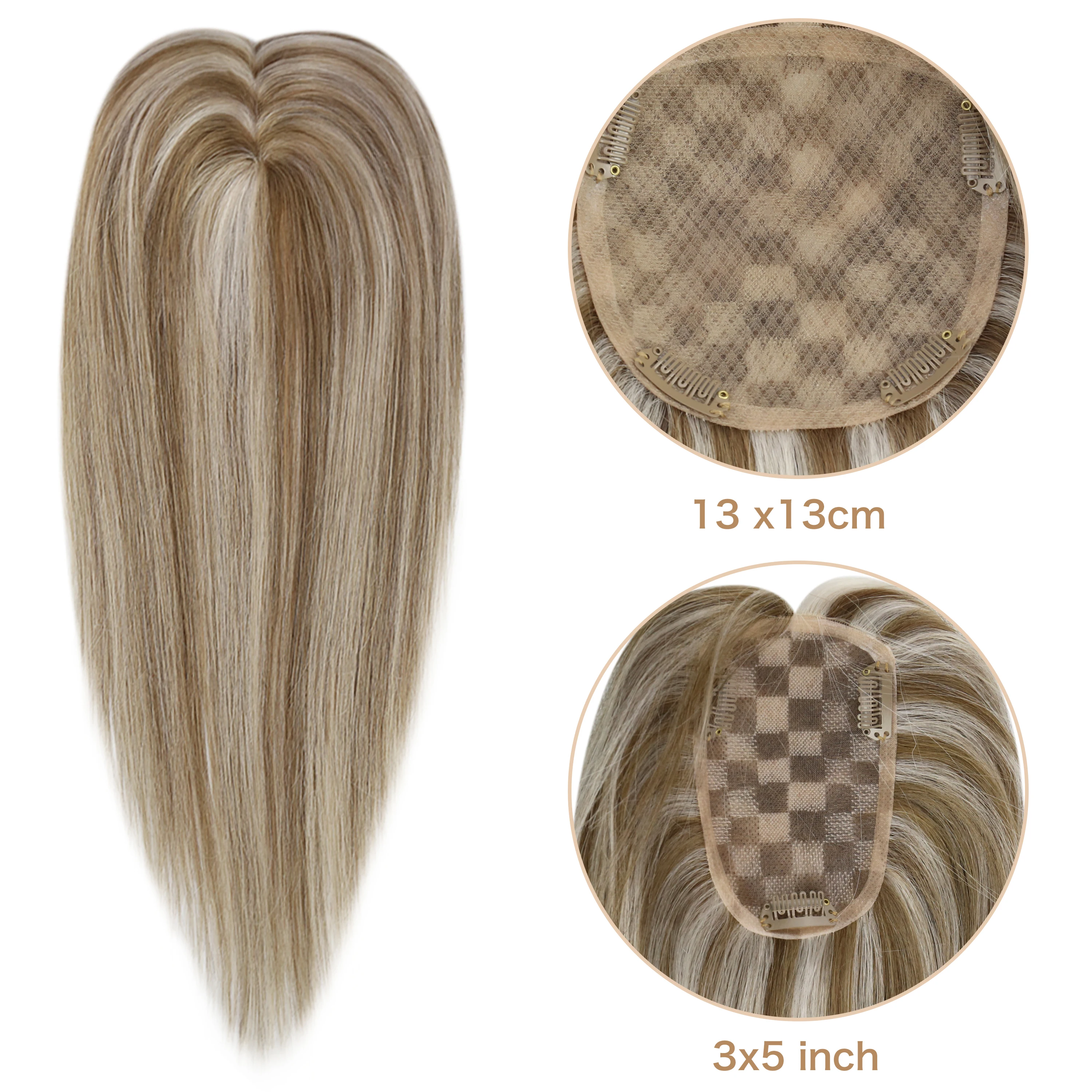 

Full Shine Hair Topper 3*5inch One Piece Clip Hair Free Part Mono Base Invisible Blonde Color Machine Remy Human Hair For Women