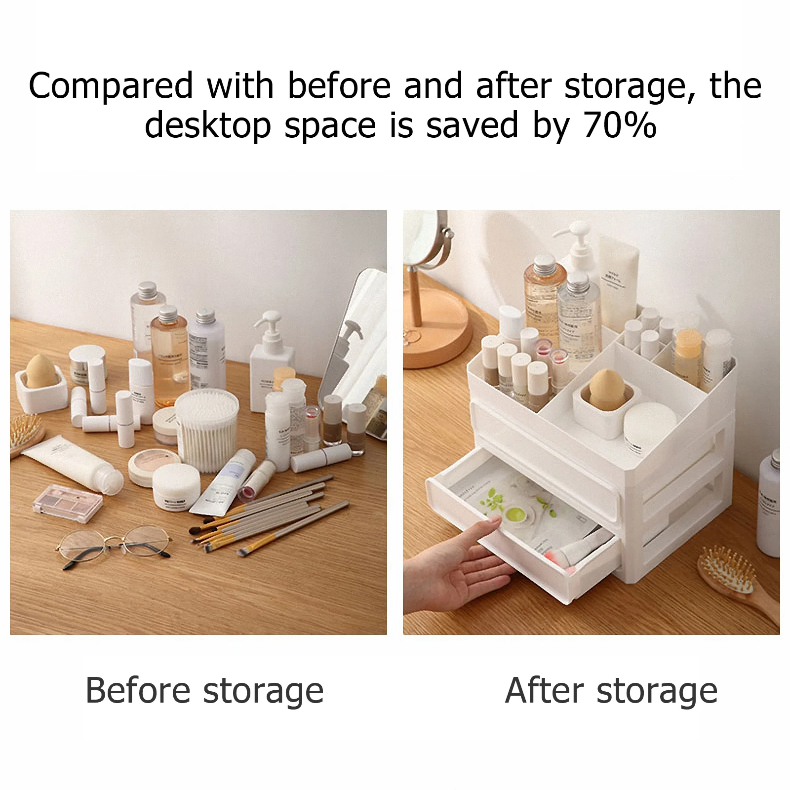 

1Pcs Cosmetics Storage Box Simple Durable Desktop Organizer Makeup Holder Lipstick Brush Sundries Organizer Case Practical Home