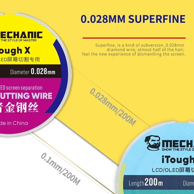 MECHANIK Specjalny drut tnący ze stali o wysokiej twardości do narzędzi do naprawy separacji ekranu LCD telefonu komórkowego iTough X 0.028-0.03mm