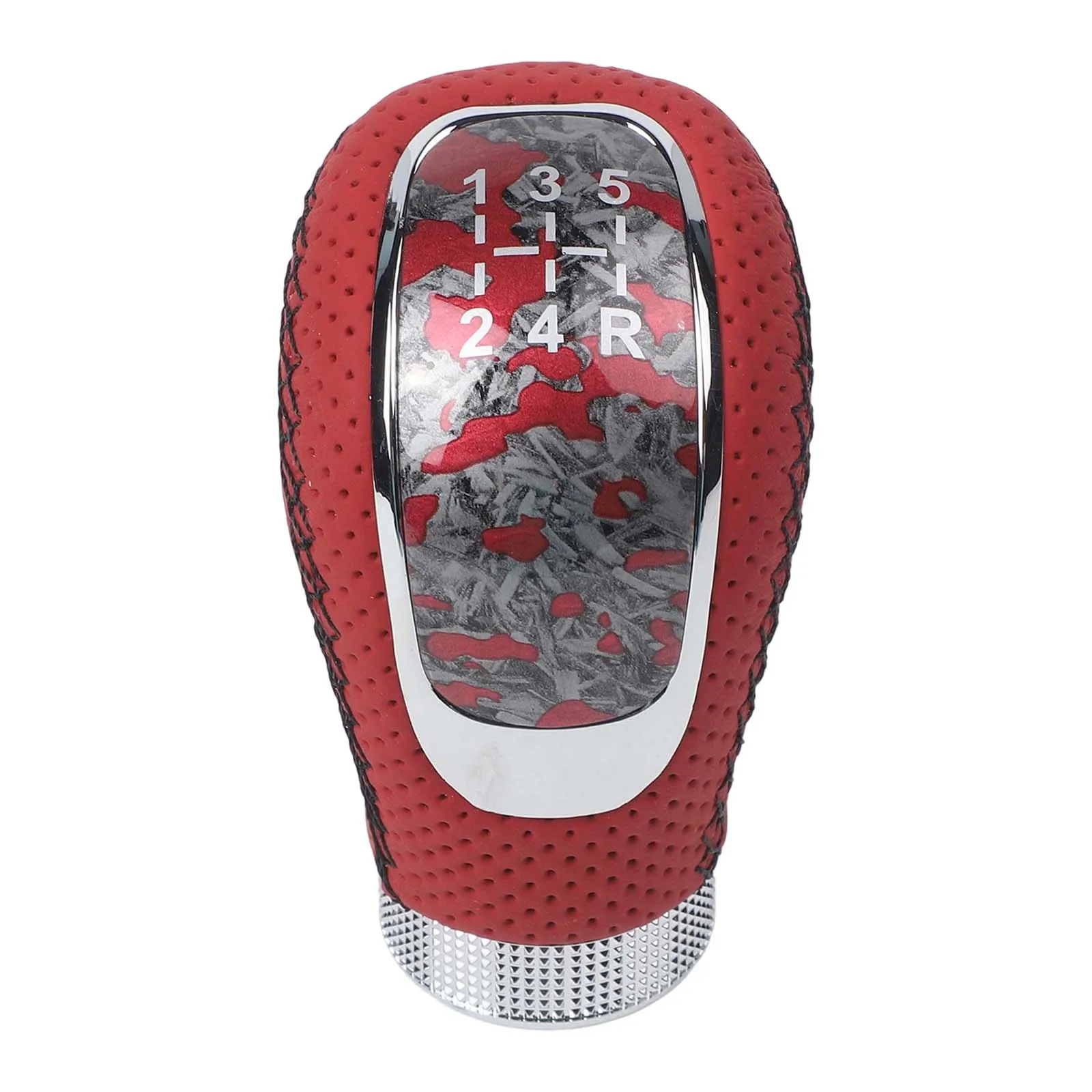 Car Shift Knob 5 Speed Shift Knob Smoother Gear Changes Crafted From Leather And Aluminum Alloy Comfortable Driving Gear Knob