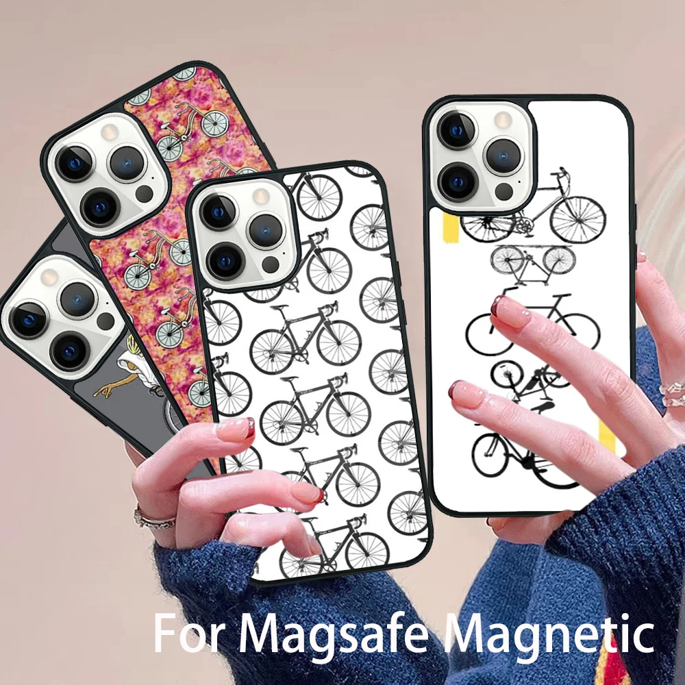 

Cycling Bike Phone Case Magesafe Magnetic Wireless Charge Cover For IPhone 16 11 12 13 14 15 Pro Max Plus Mini