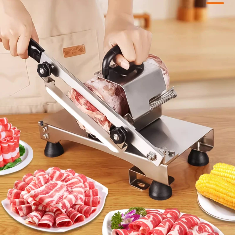 

Commercial Manual Kitchen Accessories Guillotine Meat Manual Slicers Quick Slicer Frozen Meat Slicer Fat Cow Roll Meat Cutters