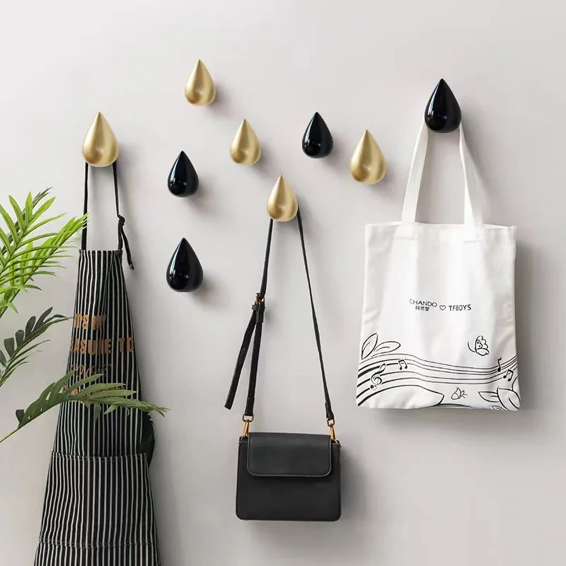 

Ceramic + Solid Brass Wall Mounted Coat Hooks Colorful Clothes Hangers with screws Cabinet Knobs Cute Raindrop Wardrobe Pulls
