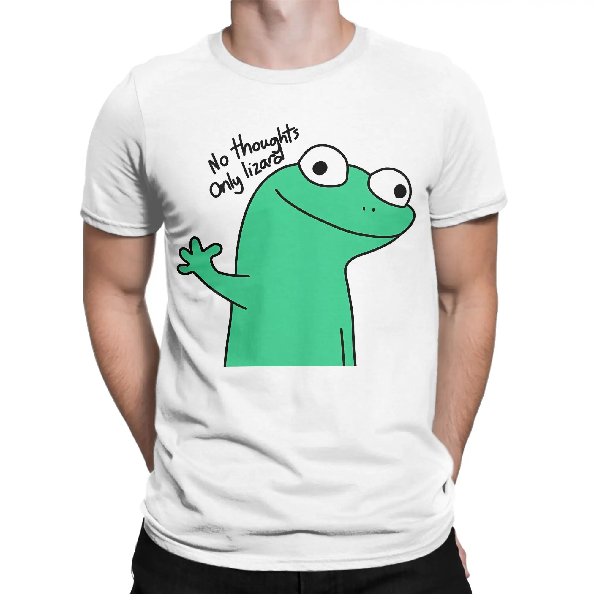 Streetwear T-Shirt Beach No Thoughts Only Lizard Leisure T-Shirts  Cotton Tee Shirt for Couple Awesome Short Sleeve Clothes