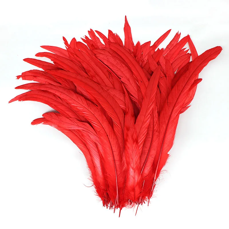 50-500 pz 30-35CM 12-14 pollici rosso tinto sciolto gallo Coque coda piume pollo piuma gallo Plumes decorazioni per feste di matrimonio