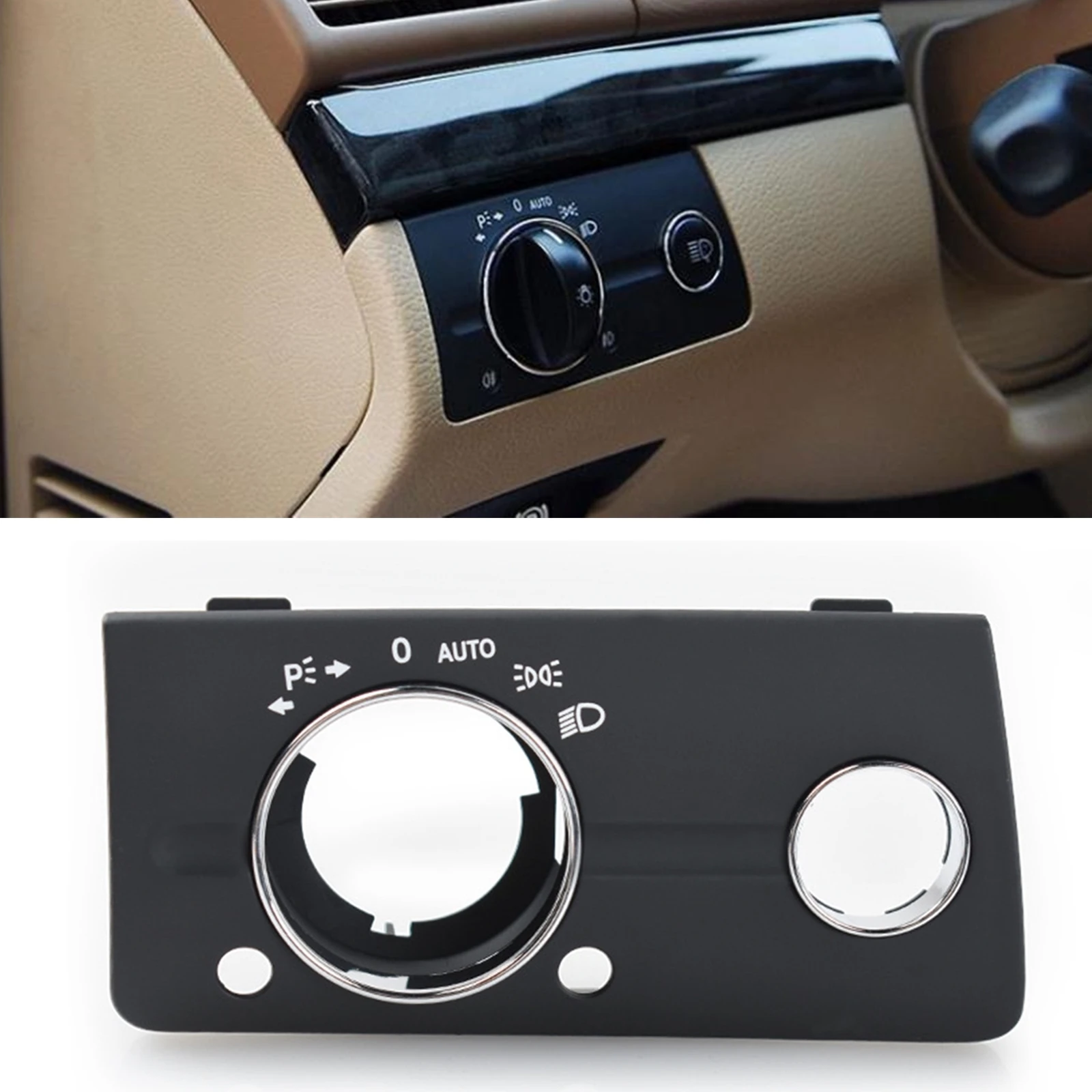 

For Mercedes Benz E-Class 2003-2008 Black Headlight Switch Panel Cover Trim Headlamp Front Head Light Lamp Knob Key Cap Kit Only