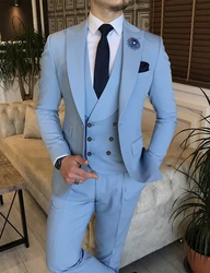 Traje de negocios para hombre, 3 piezas, un botón, blanco, fiesta de reuniones, bodas, ocasiones formales, 4XL, 5XL, aumenta el alargar