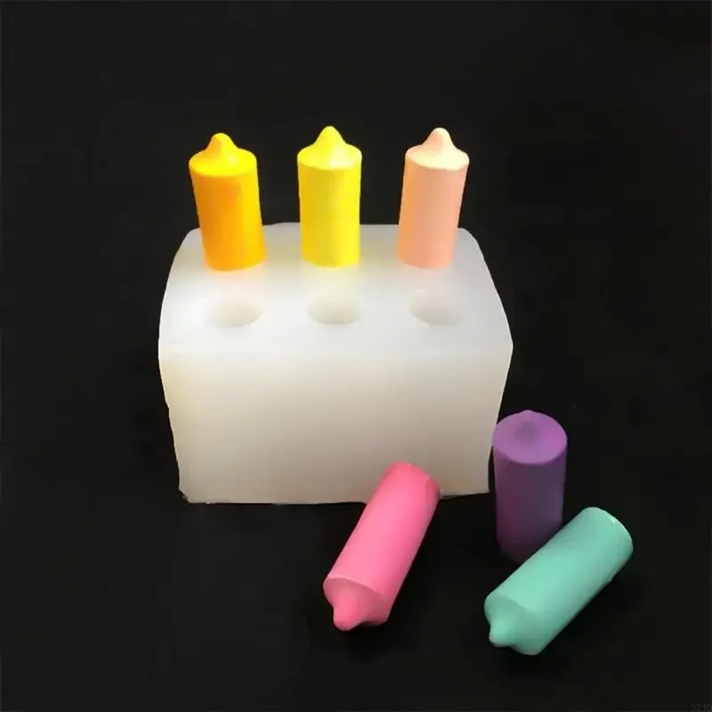 6 تجاويف عمود شمعة قوالب السيليكون لراتنجات الايبوكسي شموع صناعة يدوية الصابون الحلوى فندان قالب الكعكة قالب الشوكولاته M4YD