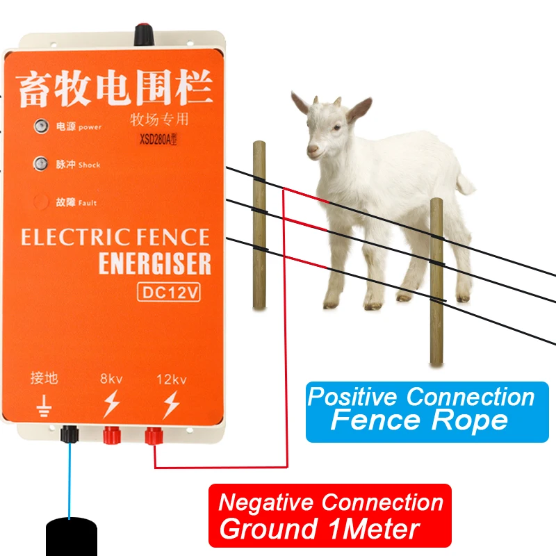 Imagem -05 - Carregador Elétrico Energizer Animal Controlador de Pulso de Alta Tensão Ferramentas de Isoladores de Aves Shepherd Fence