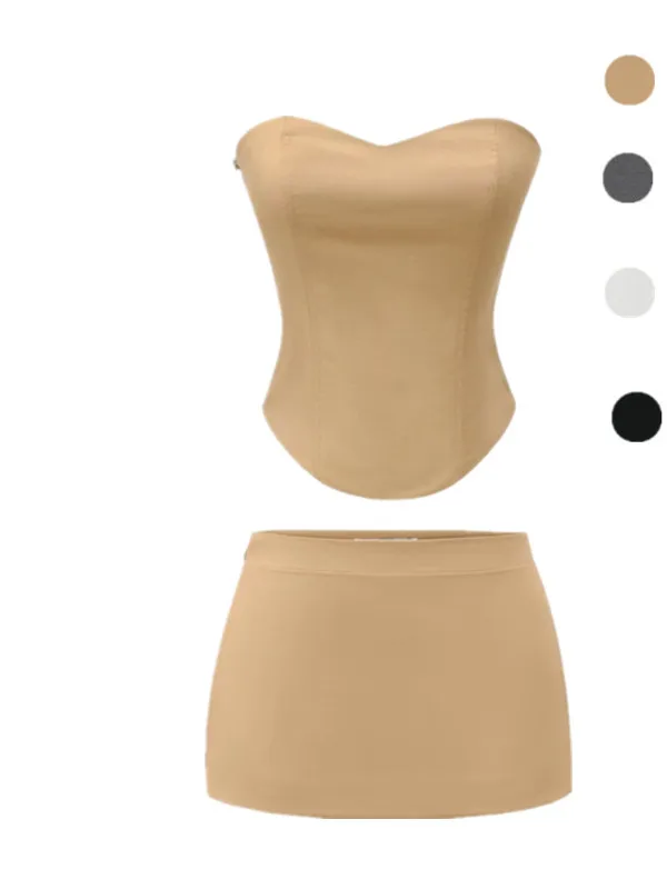 

Пряная девушка, ветер, чистый комплект, стерео облегающий топ на молнии, бюстье, юбка трапециевидной формы, ансамбль Faion, летняя коллекция