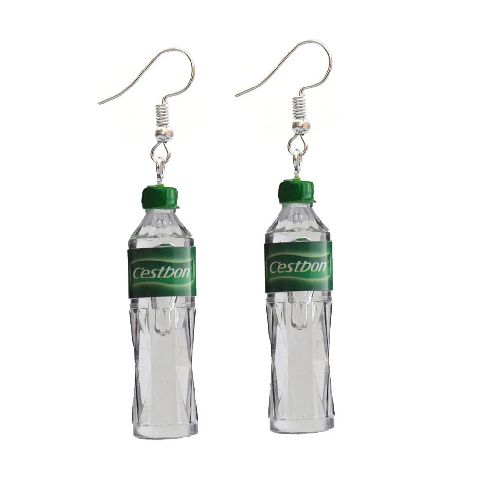 Ovxxons 1 Pair Mineral Water Bottle Earrings Personality Creative Beverage Bottle Earrings Jewelry Pendant