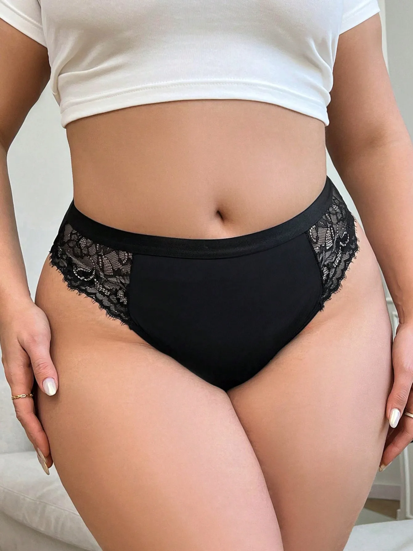 Black Plus size Lace Triangle Pantshigh Waist and Hip Lifting Underwear Sexy Plus Large Women Underwear SR2578
