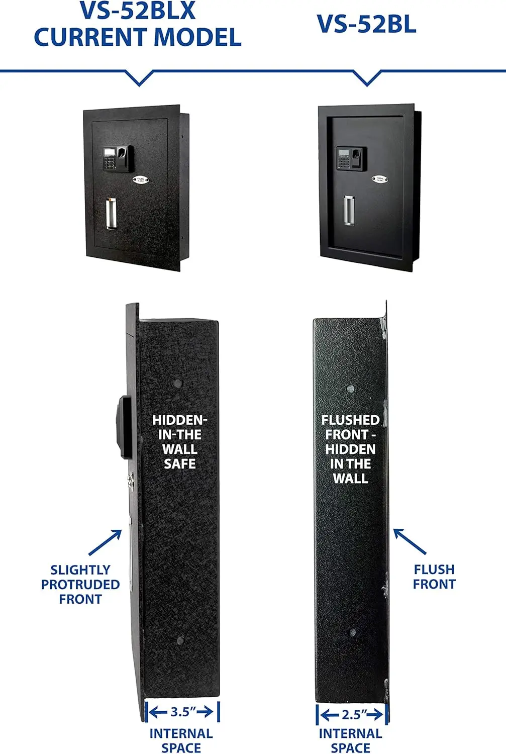 VS-52BLX Heavy Duty Hidden in Wall Safe Biometric Fingerprint