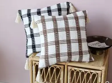 plaid pattern cushion cover gingham pillowcase home decor