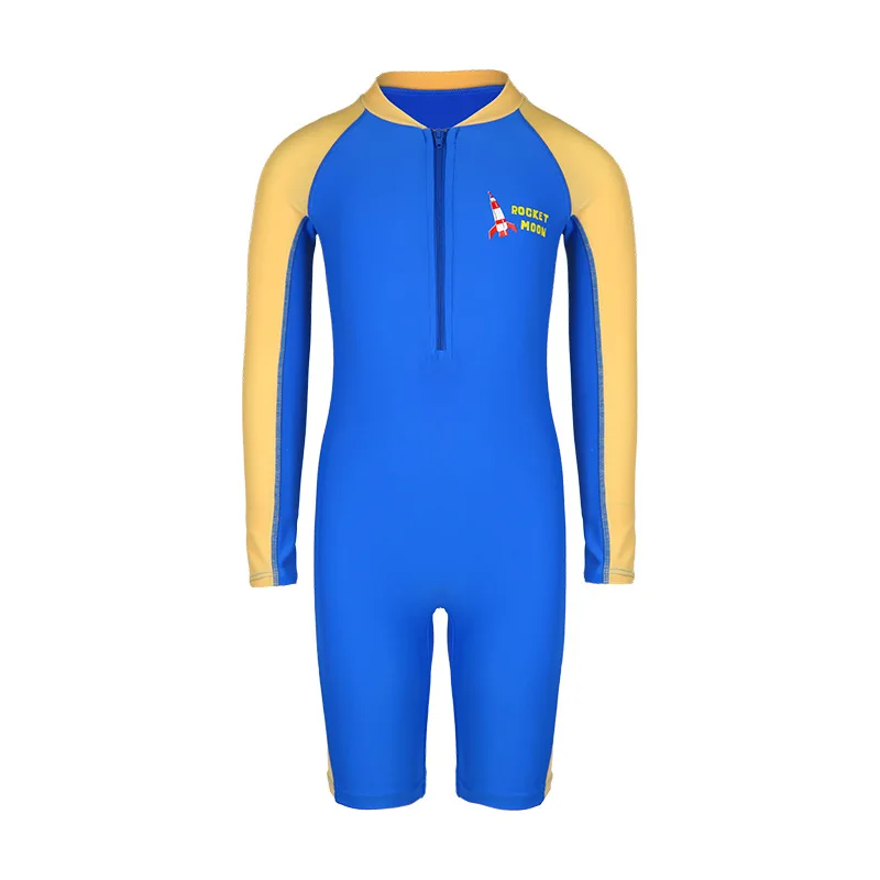 Boy Long Sleeve Professional WaterProof Front Zipper Surfing Beach SwimWear One Piece Knee Length Quick-Dry Bathing SwimSuit - Image 6