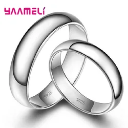 10pcs Mixed Simple Smooth 925 Sterling Silver Women Men Wedding Band Ring Fashion Accessories 4mm Width Size 7 8 9 10