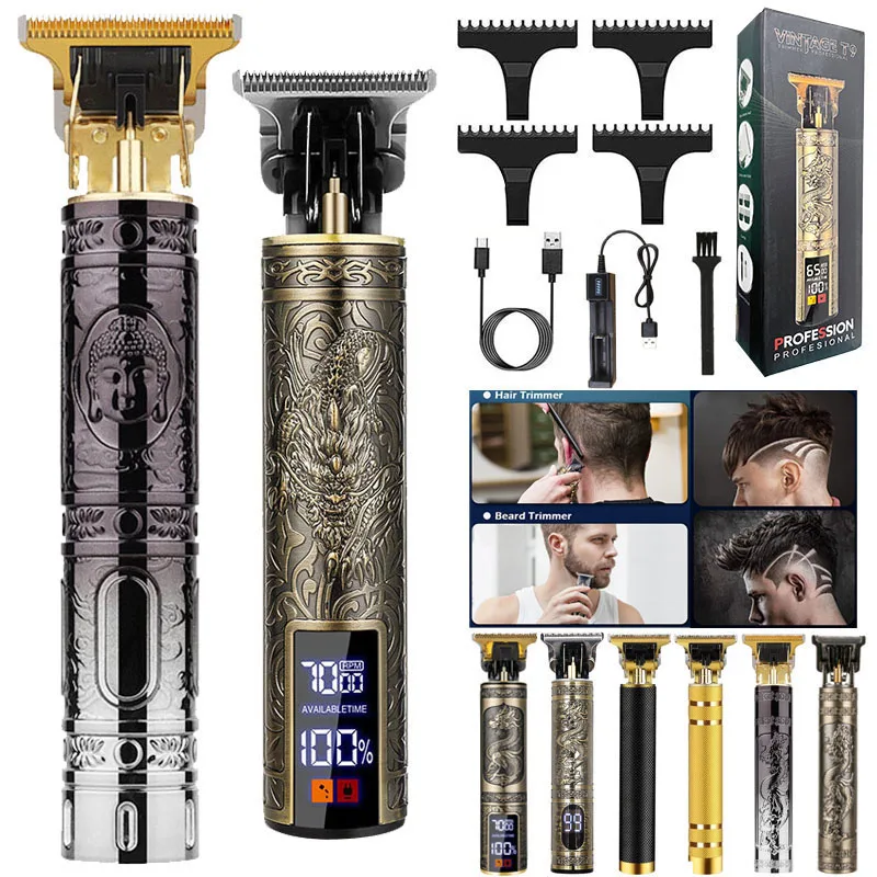 

Vintage T9 Electric Professional Women Men Wireless Full Set Edgers Beard Body Barber Shop Hair Razor Shaver Haircut Machine