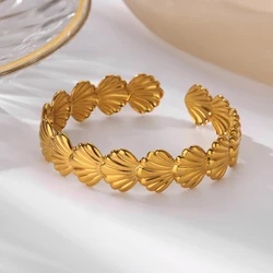 Trendy Shell Bracelet Bangle For Women Stainless Steel Opening Adjustable Exquisite Bracelet Accessory Bangle Jewelry 2024 New