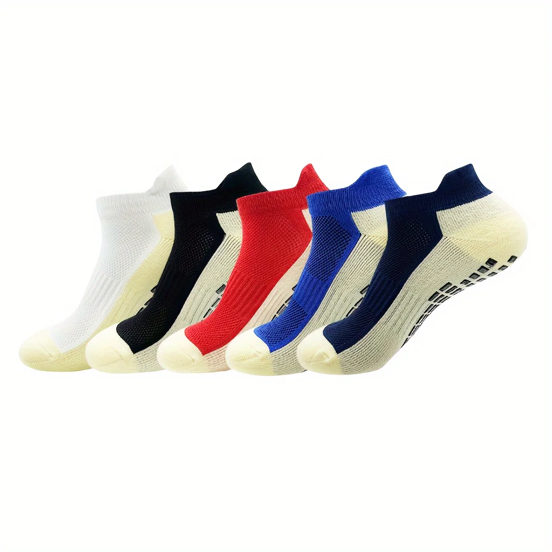 5 pairs of cotton socks for men, anti odor, sweat absorbing, breathable adhesive socks, sports low cut men's socks