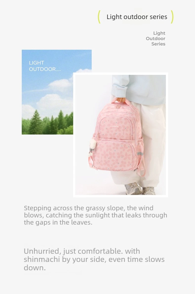 3pcs/set Elementary School Backpack for Girls Bookbag Lunch Bag Pencil Bag Set Flower School Bag for Children Cute Little Dolls