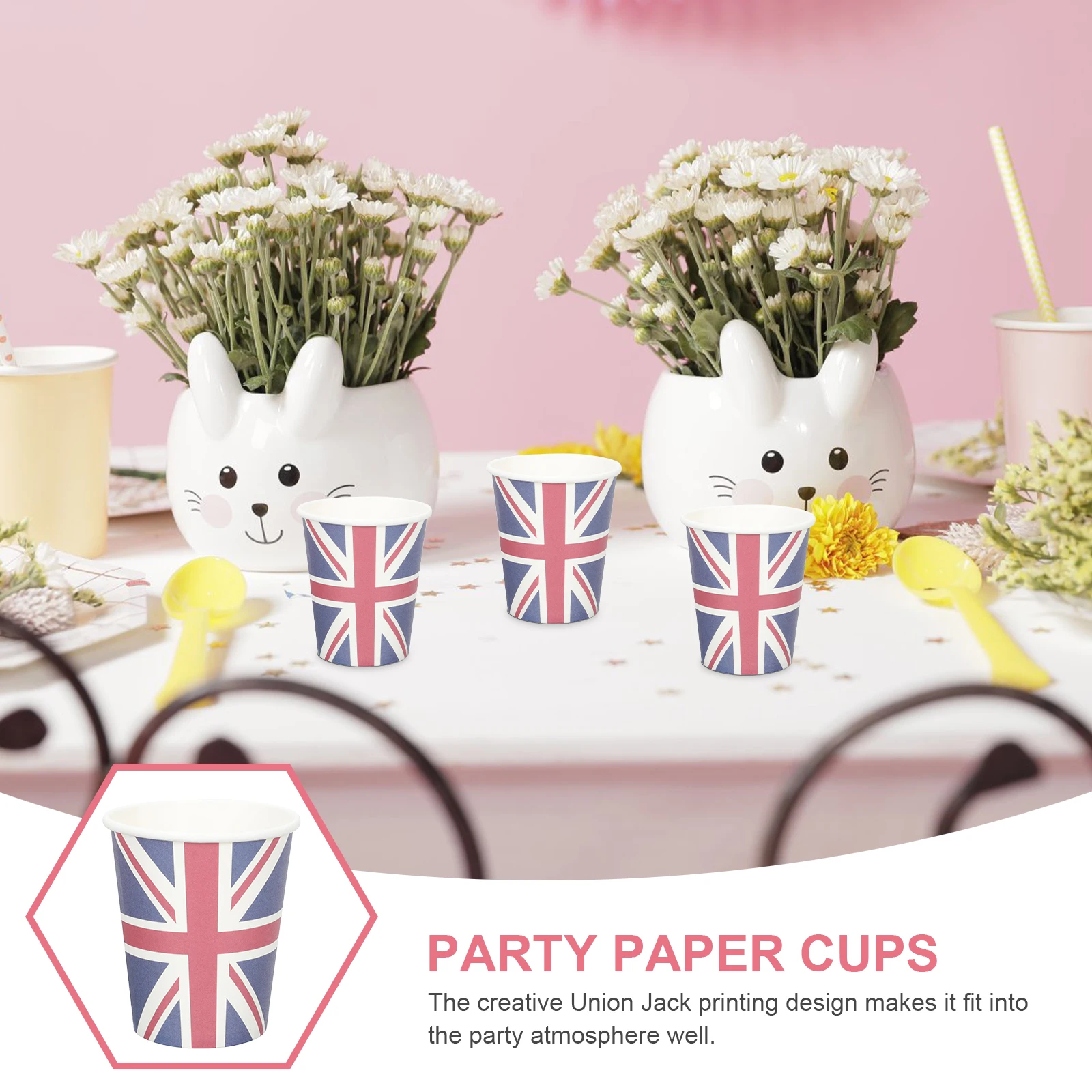 

16pcs Paper Disposable Union Jack Party Supplies Union Jack Paper Cups Tea Gathering Decorative Water Cups Home Decor