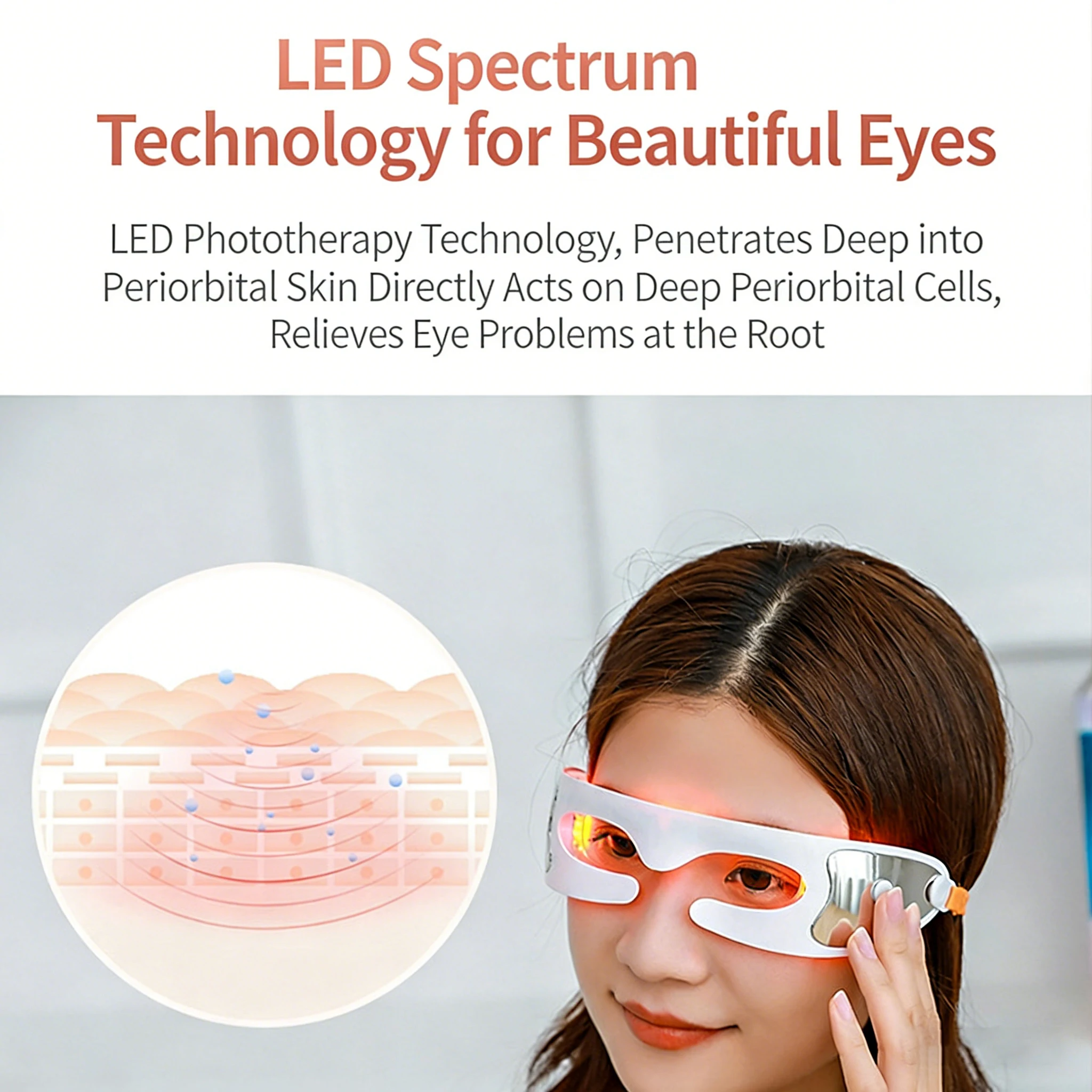 Portable Eye Massager with Vibration & Light Therapy - Rechargeable for Home Use, Relieves Eye Fatigue & Enhances Beauty