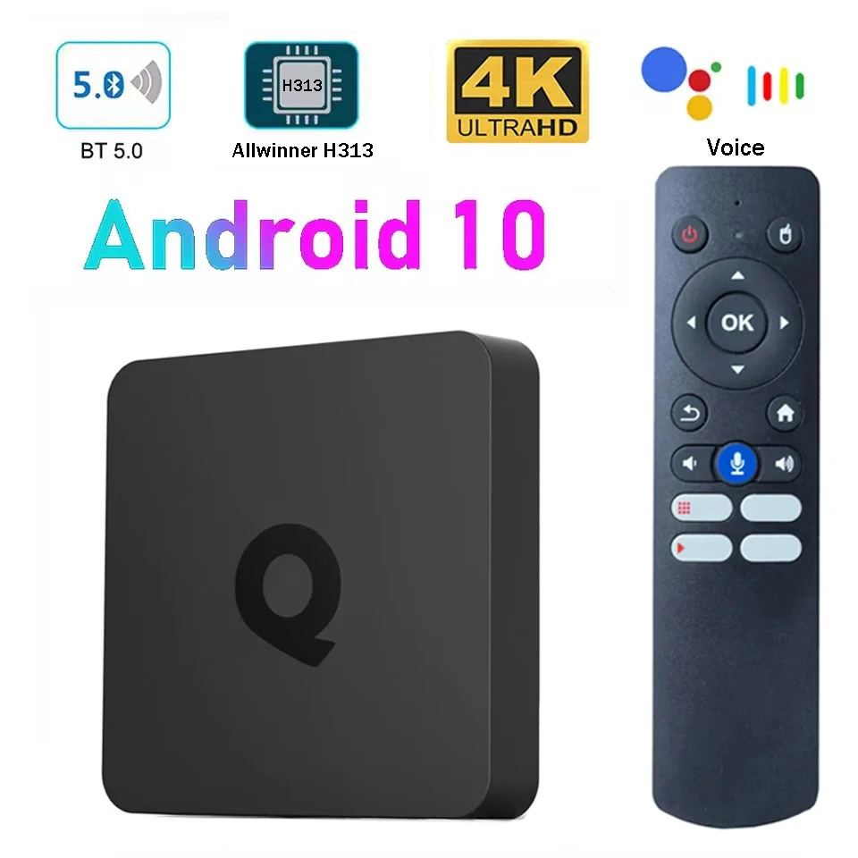 

ТВ-приставка Q1 на Android 10 с процессором Allwinner H313, поддержкой 4K HD, BT5.0, 4G, 5G, Wi-Fi 6, медиаплеер, IPTV-приставка.