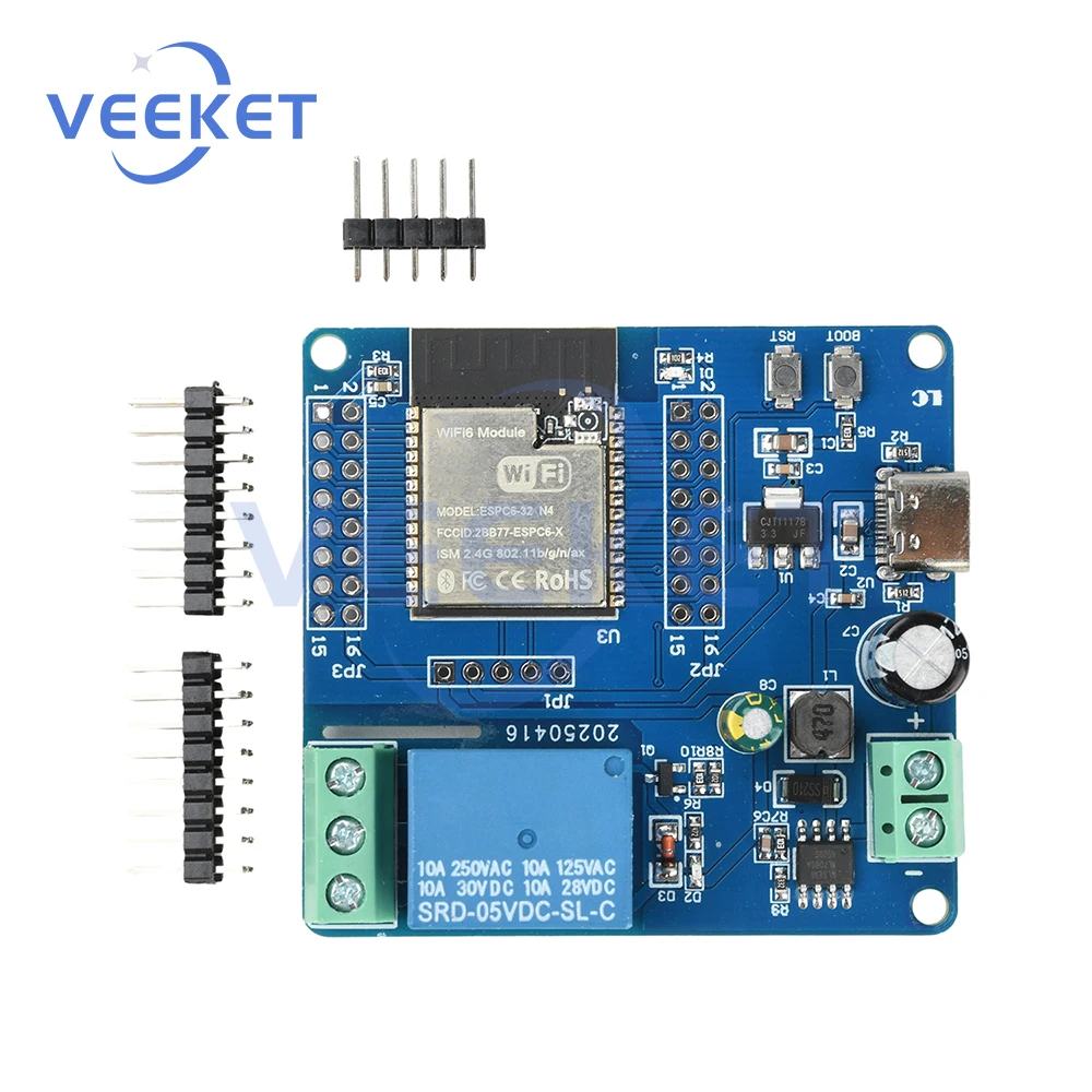 DC5-60V Type-C 5V ESP32-C6 WiFi Bluetooth 1 Channel Relay Module ESP32-C6 Development Board