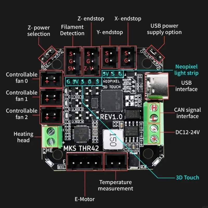 

462E MKS THR36/THR42 Board Printer Parts For Klipper Hotend Heat Tool Canbus RP2040 MCU Printing Heating Head Tool