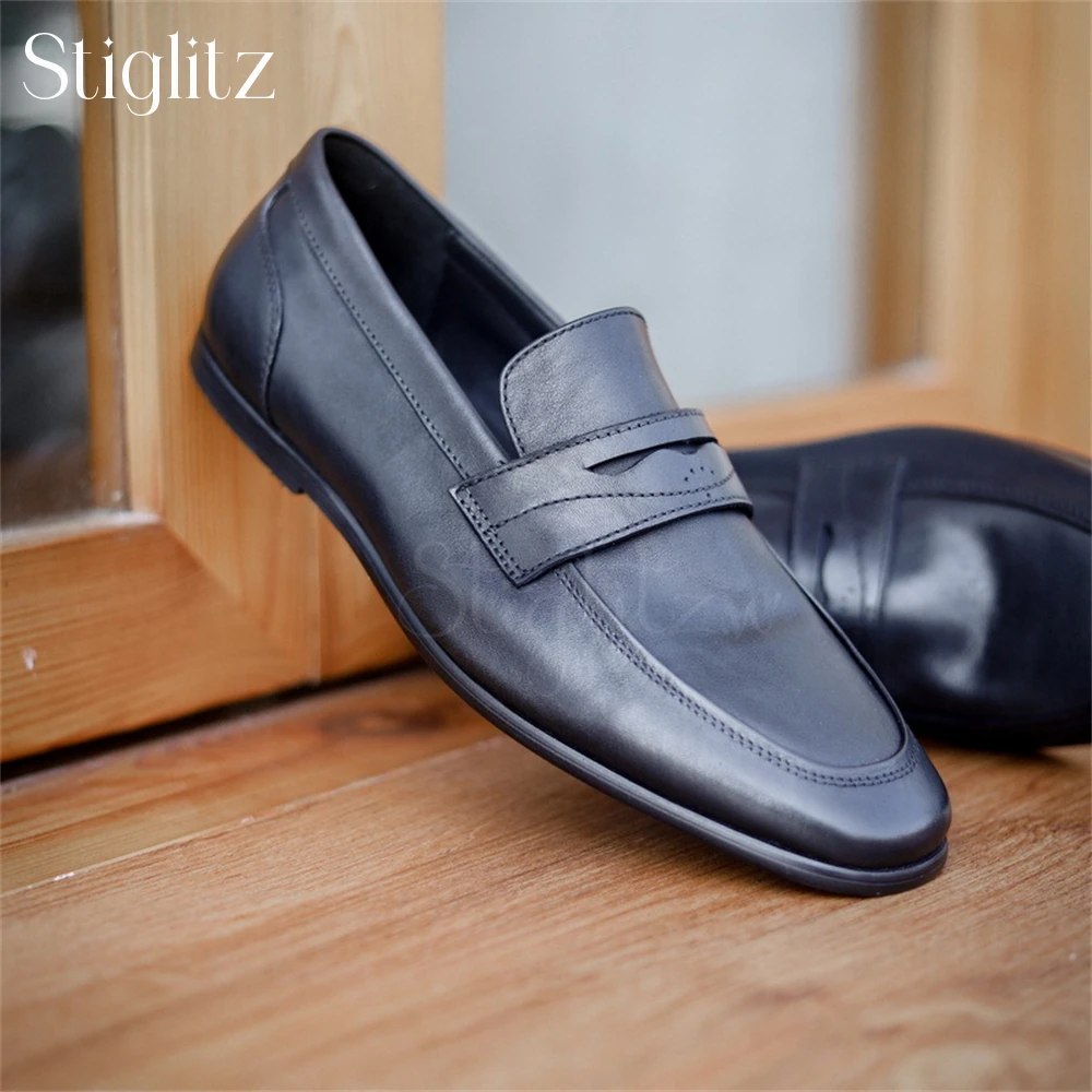 Sapatos de couro de vaca para homens, mocassins confortáveis, estilo britânico, artesanal, casual, casamento, negócio, vestido