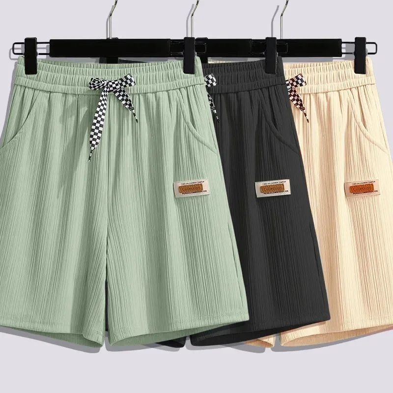 Korean Summer Men's Running Shorts Gym Wear Fitness Workout Shorts Sport Pants Tennis Basketball Soccer Training Waffle Shorts