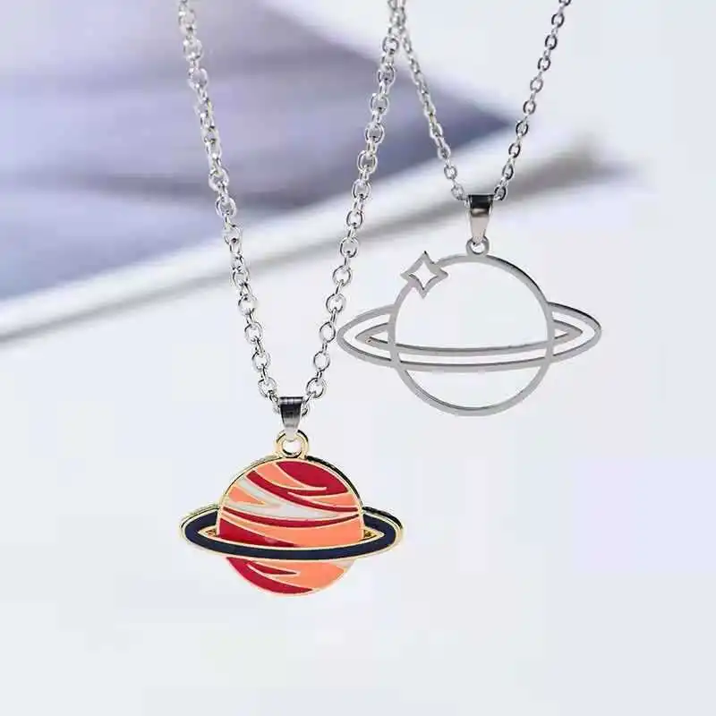 saturn orb necklace  Pendant Necklace for Women Celestial Space Creative Romantic Jewelry Accessories Birthday Gift