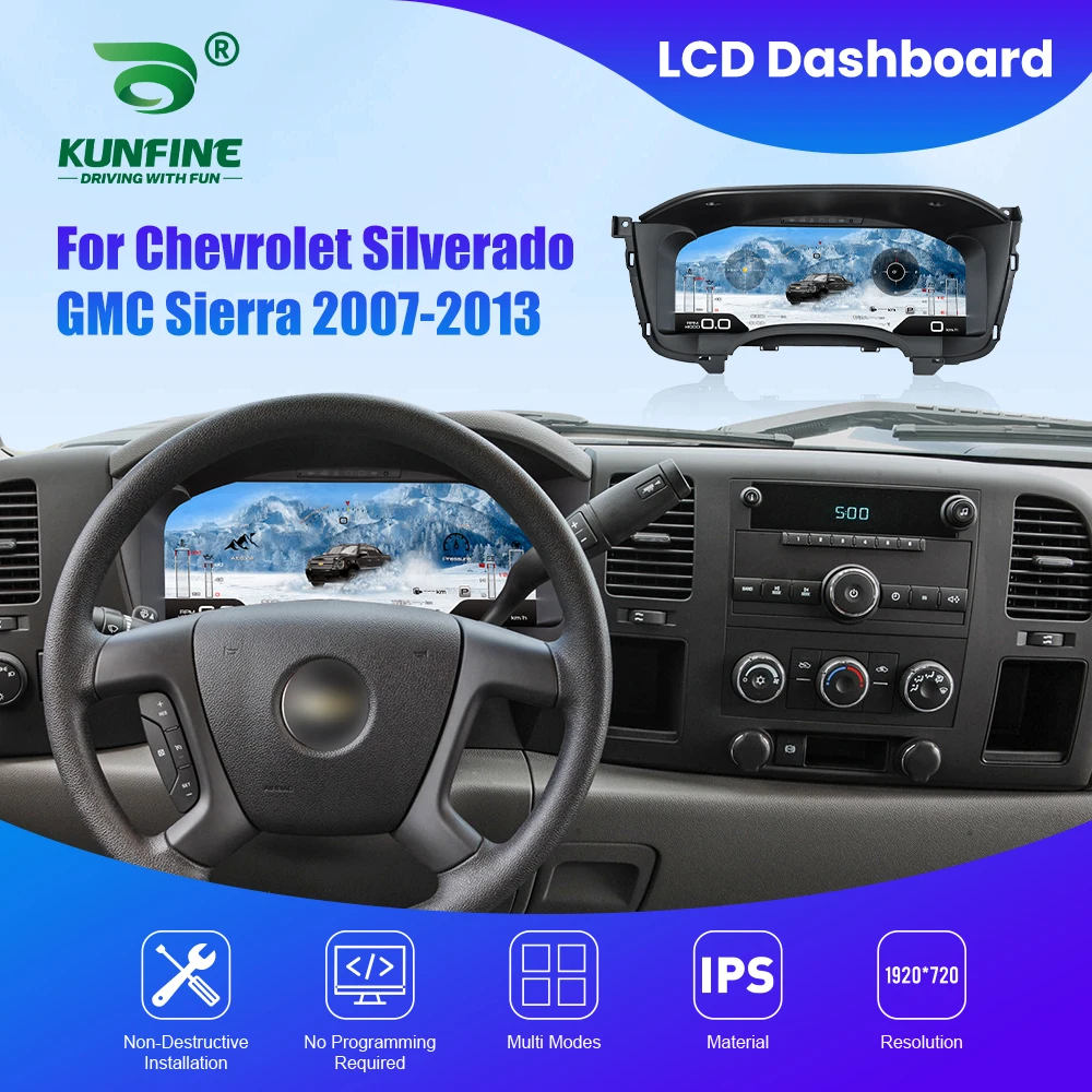 

Для Chevrolet Silverado Tahoe Suburban GMC Yukon Sierra 2007-13 ЖК-дисплей, цифровая приборная панель, спидометр, кабина 15 дюймов