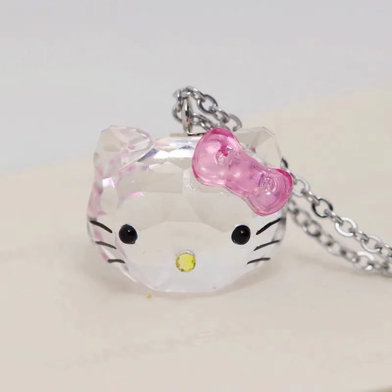 

Sweet Crystal Hello Kitty Anime Kawaii Sanrio Ins Fashion Bag Pendant Cute Cartoon Sparkling Princess Necklace Decoration Toys
