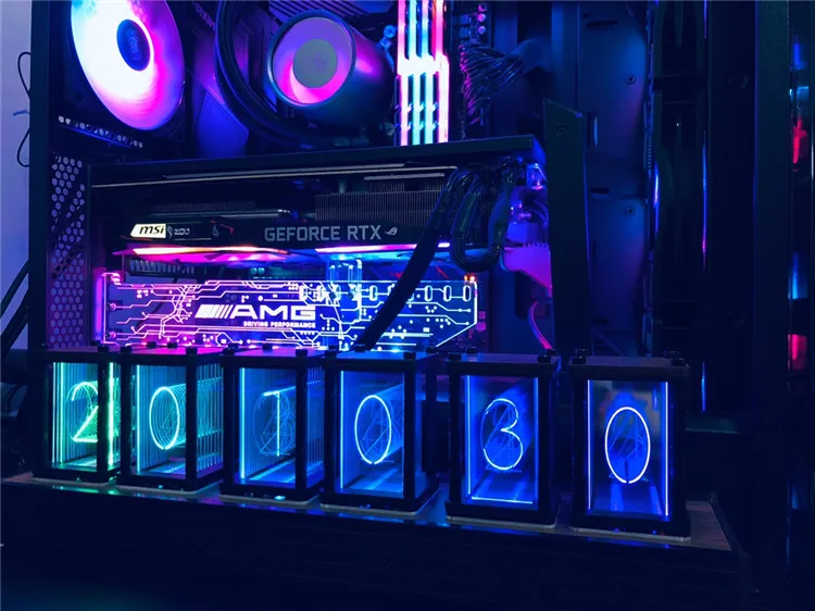 RGB light tube clock, A time machine DIY kit LED desktop creative decoration, boyfriend gift