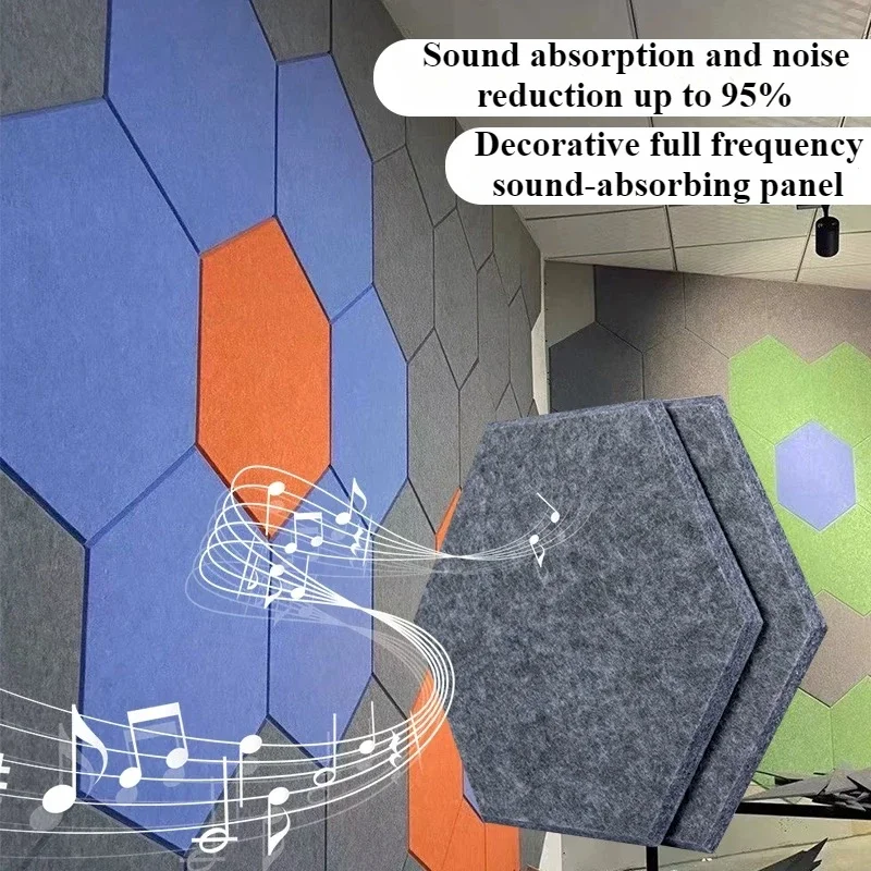 20x10cm Sound-absorbing Felt Wall Panel, Hexagonal Bedroom Soundproofing Board