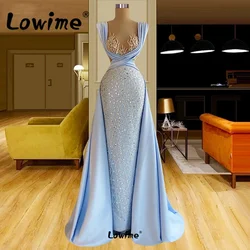 Champagne Long Sequined Beaded Formal Evening Dresses Red Carpet Catwalk Dress Party Gowns Blue Prom Dress 2022 Custom Made