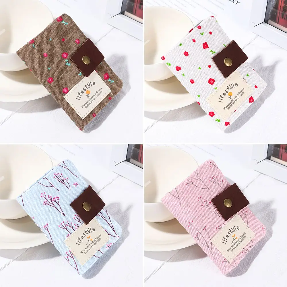 Cute 20 Slot Small Woman Wallet Mini Canvas Business Card Holder ID Credit Card Case Bag